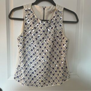 Alice + Olivia Sleeveless Beaded Blouse - White, Size 2 (Fits Like 0)